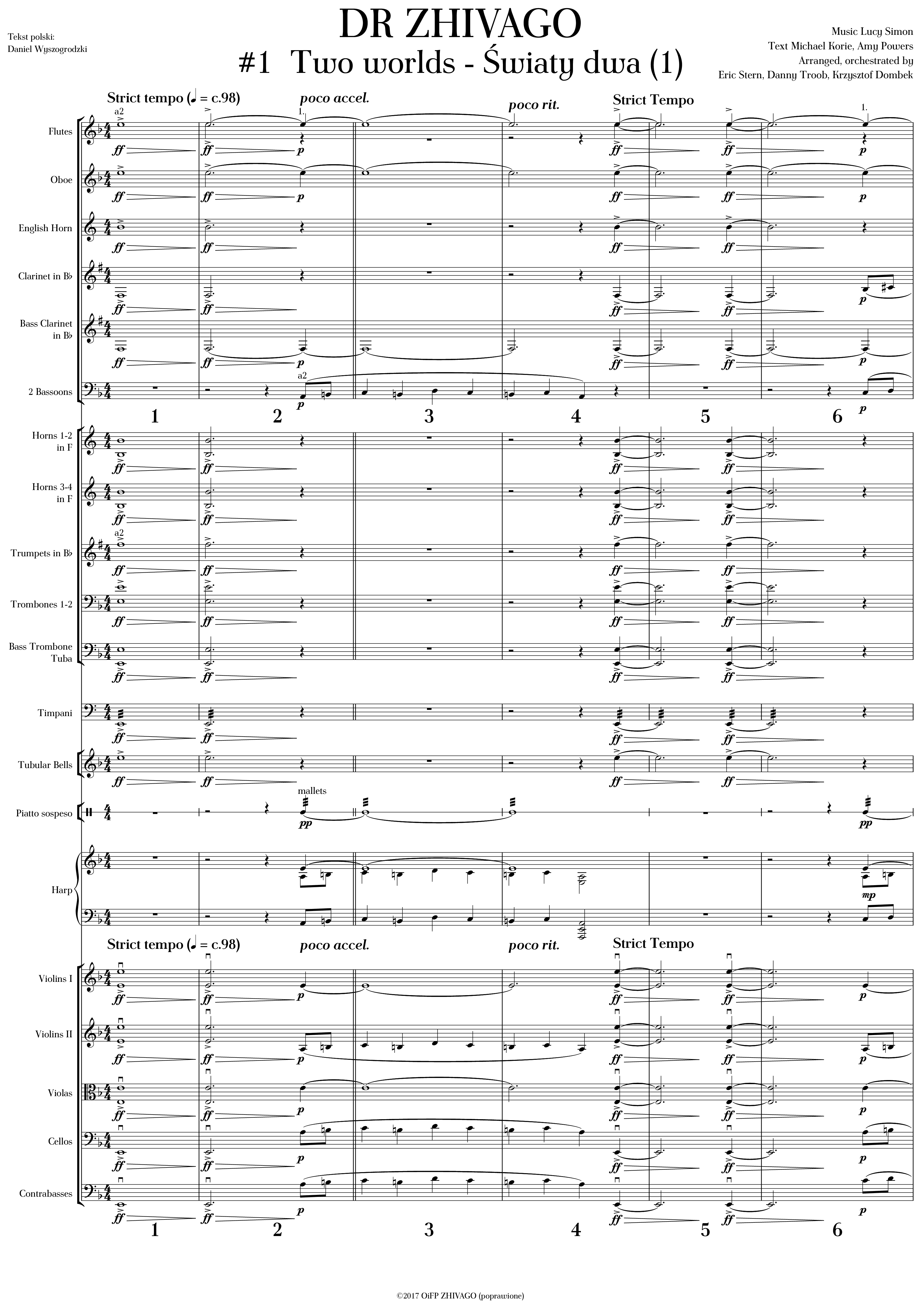 Musical Doctor Zhivago - <i>additional orchestration and all materials</i>