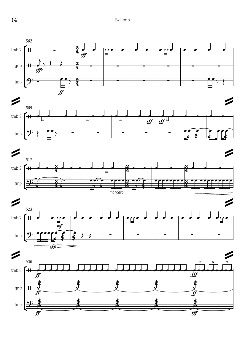 Krzysztof Baculewski <cite>Concerto per Orchestra</cite> percussion part