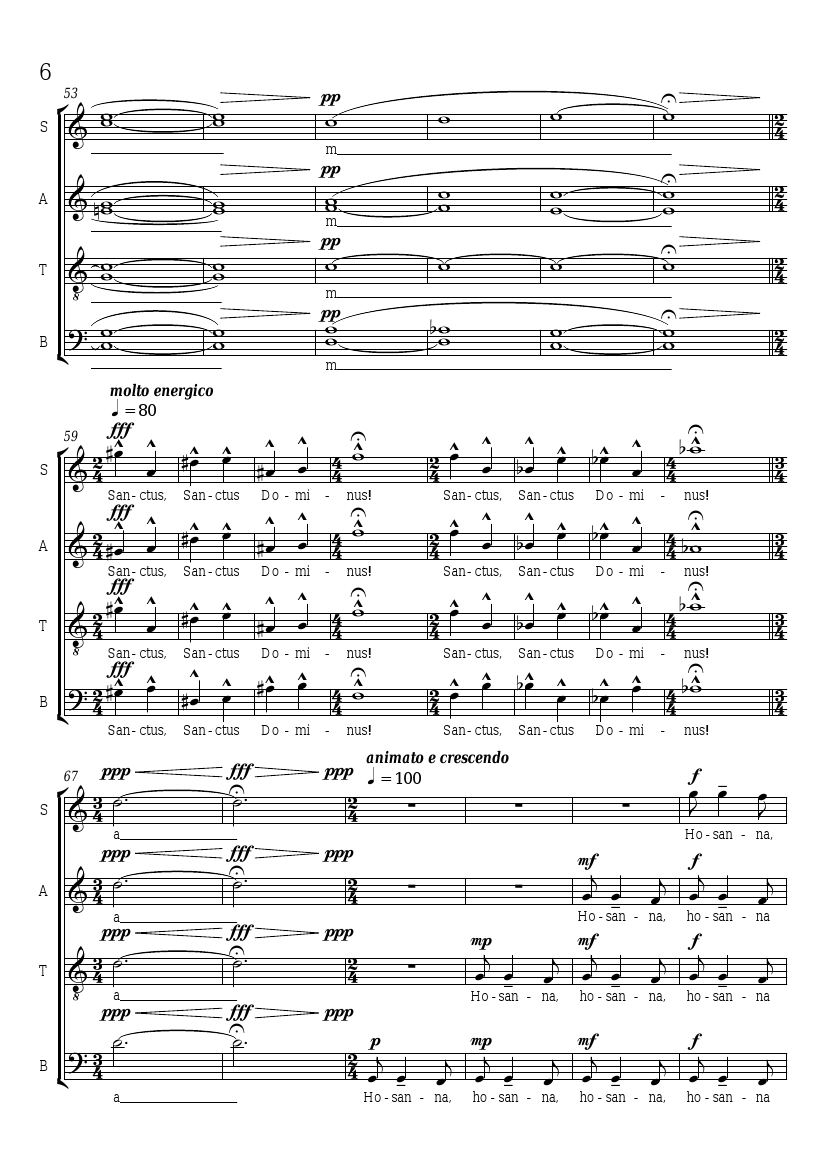 Marian Borkowski <cite>Sanctus</cite> choral score